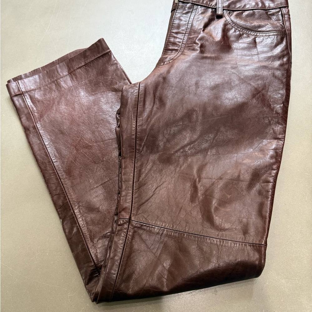 GAP Boot Cut Leather Pants - Rich Brown